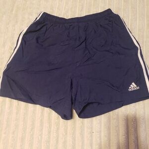 Adidas Vintage Nylon Navy Athletic Shorts w White Side Stripes M